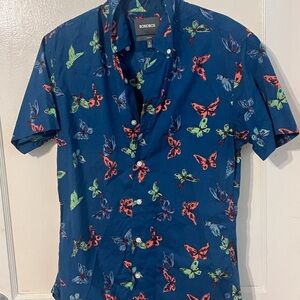 Bonobos Navy Short-Sleeve Butterfly Print Button-Up Shirt